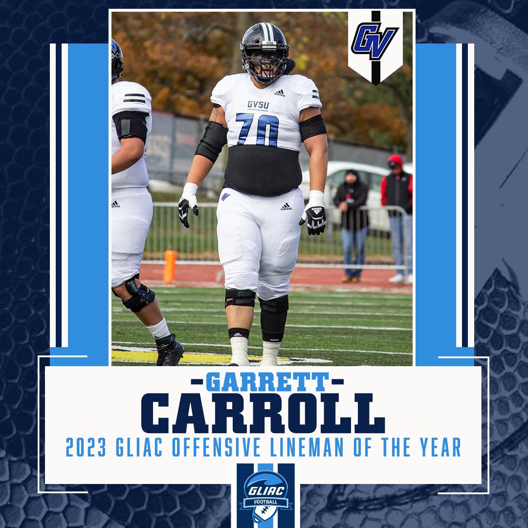 𝟮𝟬𝟮𝟯 𝗚𝗟𝗜𝗔𝗖 𝗙𝗼𝗼𝘁𝗯𝗮𝗹𝗹 𝗢𝗳𝗳𝗲𝗻𝘀𝗶𝘃𝗲 𝗟𝗶𝗻𝗲𝗺𝗮𝗻 𝗼𝗳 𝘁𝗵𝗲 𝗬𝗲𝗮𝗿

Garrett Carroll // Grand Valley State 

#WhereChampionsCompete #GLIACFB🏈