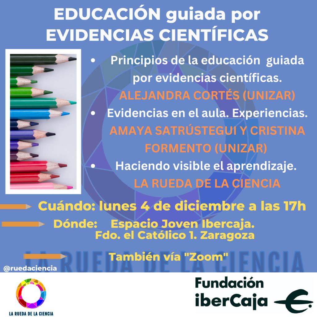 Te esperamos. Con mucha ilusión en este proyecto de educación guiada por evidencias científicas construido gracias y con el excelente equipo de <a href="/RuedaCiencia/">La rueda de la ciencia</a> y el gran apoyo y acompañamiento de <a href="/FundIbercaja/">Fundación Ibercaja</a>.Muchas gracias.Afortunada. <a href="/unizar/">Universidad Zaragoza</a> @FacultadEducaUZ <a href="/alkirova82/">Alberto Quílez Robres</a> <a href="/AIDIPE_/">AIDIPE</a>