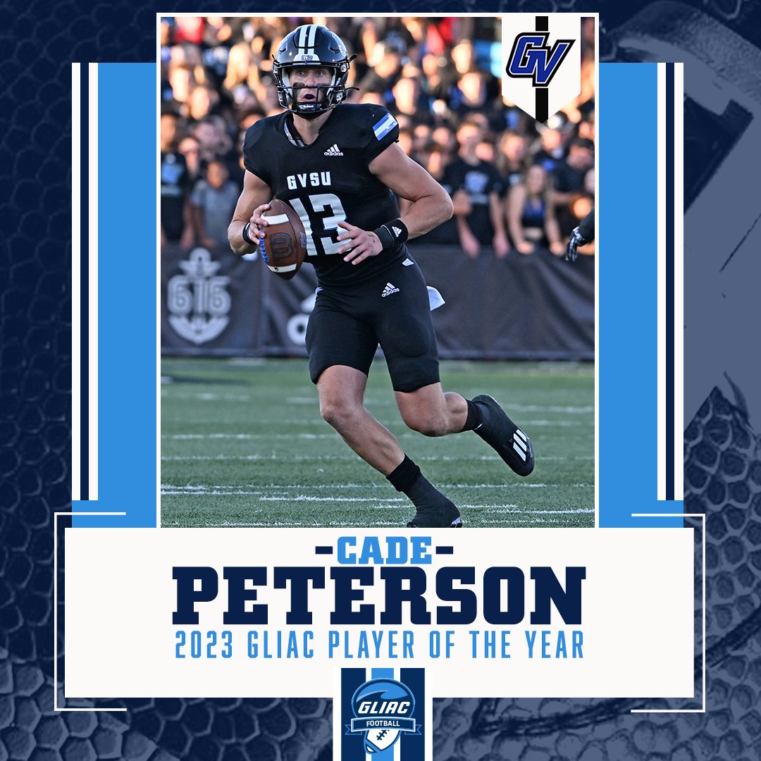 𝟮𝟬𝟮𝟯 𝗚𝗟𝗜𝗔𝗖 𝗙𝗼𝗼𝘁𝗯𝗮𝗹𝗹 𝗣𝗹𝗮𝘆𝗲𝗿 𝗼𝗳 𝘁𝗵𝗲 𝗬𝗲𝗮𝗿

Cade Peterson // Grand Valley State

#WhereChampionsCompete #GLIACFB🏈