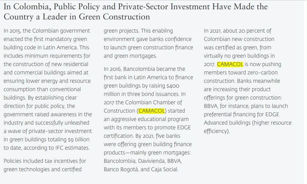 Comparto la más reciente publicación de <a href="/IFC_org/">IFC</a> de Construcción Sostenible para mercados emergentes, en la cual se resalta el trabajo que se hace desde <a href="/CamacolColombia/">Camacol Colombia</a> para habilitar escenarios de confianza con la banca y nuestros afiliados.