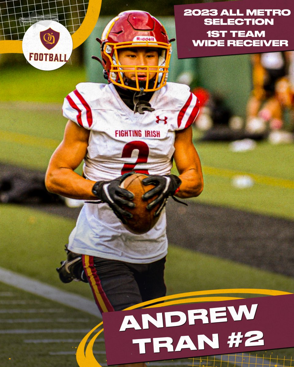 ODeaAthletics's tweet photo. Congratulations @ATran_ODea named 1st Team All Metro Wide Receiver! Well Deserved! #GoIrish https://t.co/2wcWGEljUS