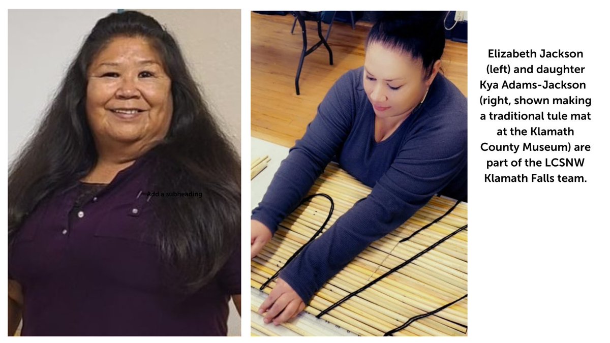 Meet Elizabeth and her daughter Kya, and see how they bring #NativeAmericanHeritageMonth awareness and #HealthJusticeHope to our clients and staff in #KlamathFalls #Oregon. lcsnw.org/2023/11/family…