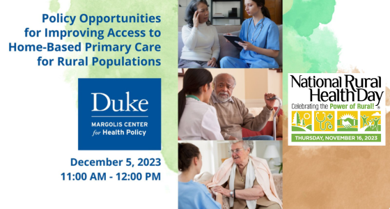 The John A. Hartford Foundation (@johnahartford) on Twitter photo On #NationalRuralHealthDay, we honor #rural healthcare workers nationwide. Thank you for serving rural communities.
<a href="/DukeMargolis/">Duke-Margolis</a> is having a webinar 12/5. Join them to explore opportunities to address the gap between the demand & supply of HBPC services: bit.ly/DukeMargolis_R… On #NationalRuralHealthDay, we honor #rural healthcare workers nationwide. Thank you for serving rural communities.
<a href="/DukeMargolis/">Duke-Margolis</a> is having a webinar 12/5. Join them to explore opportunities to address the gap between the demand & supply of HBPC services: bit.ly/DukeMargolis_R…