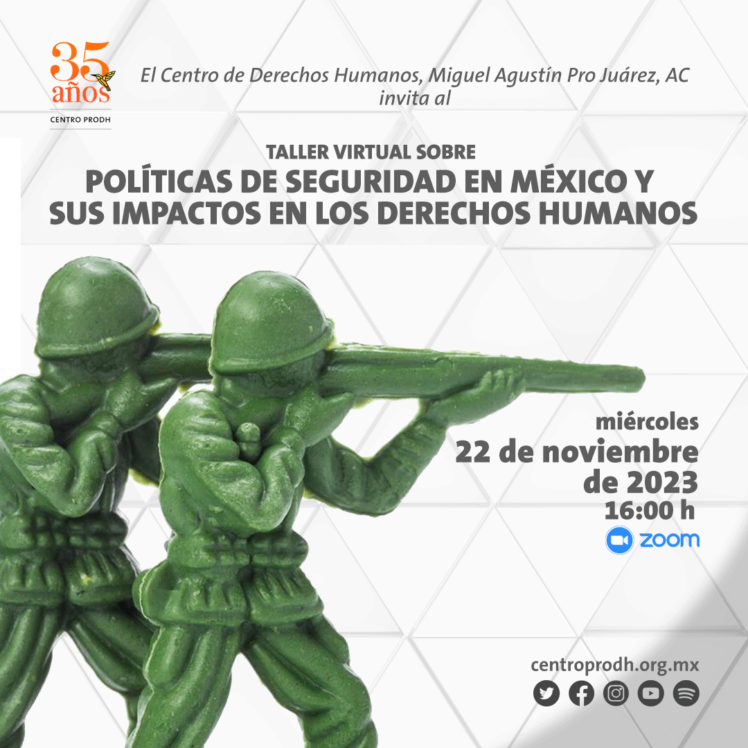 CentroProdh's tweet photo. ¿Te interesa intercambiar conocimientos sobre seguridad, sus riesgos y desafíos ante la profundización de la militarización?
Conéctate al Taller Virtual sobre Políticas de Seguridad en México y sus impactos en los #DDHH 
🗓 22Nov
⏰ 16h
💻 Vía Zoom
+Info: https://t.co/gMYSd4oku4 https://t.co/Mk43OX50m9