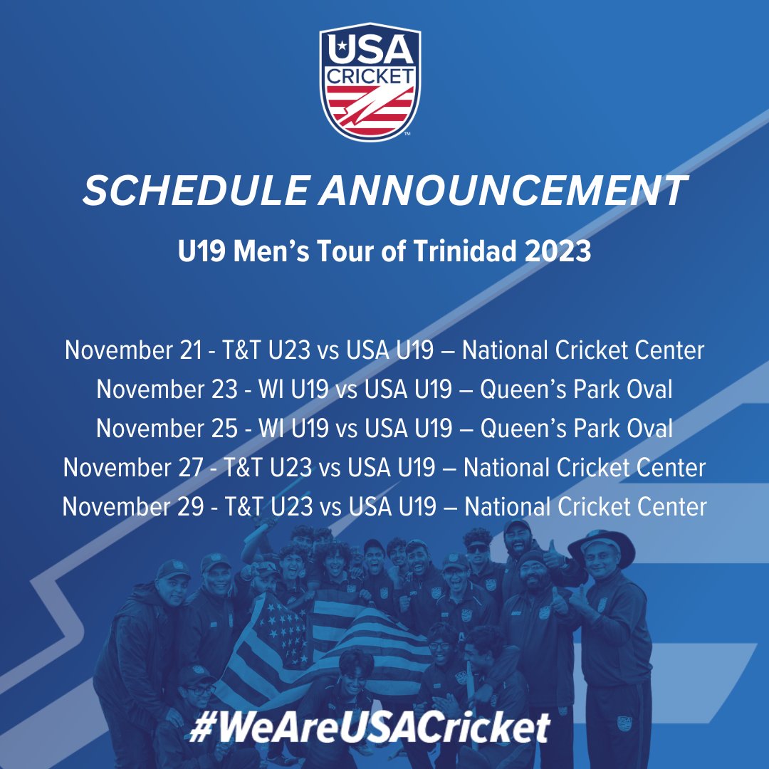 usacricket's tweet photo. 📡 USA Cricket men’s under 19s to tour Trinidad for critical World Cup preparation 📡

https://t.co/25IiWVewvj

#WeAreUSACricket #usacricket #teamannouncement https://t.co/SfwJfqnwrG