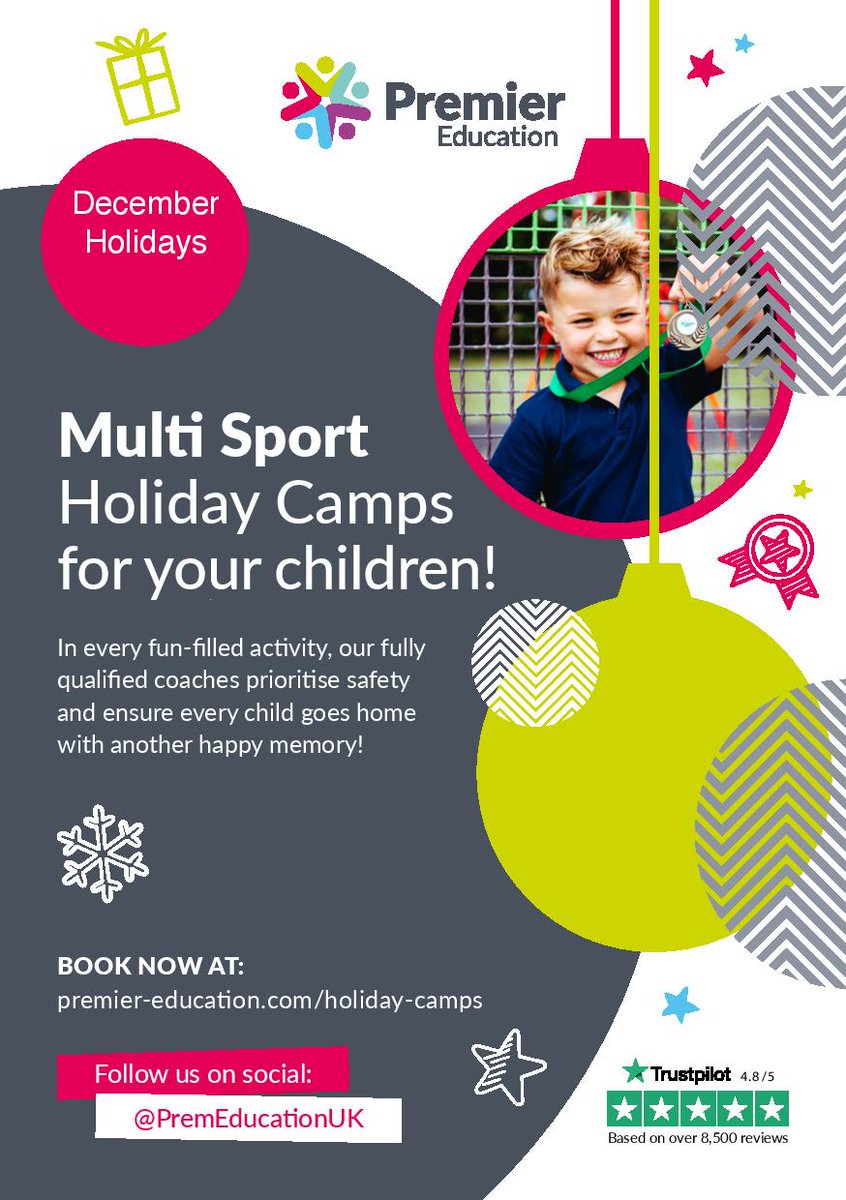 MarleighPA's tweet photo. . @PremEducationUK are running a Christmas Holiday Camp at Marleigh on the 21st &amp; 22nd December 8.45am - 4pm. 🎅⚽🎾
Book your space here: https://t.co/H6HNP3IH8a
#holidaycamps #multisports #childcare #activitydays https://t.co/alI2v2U9R7