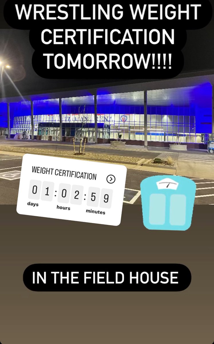 Weight certification is tomorrow November 17th at the field house!