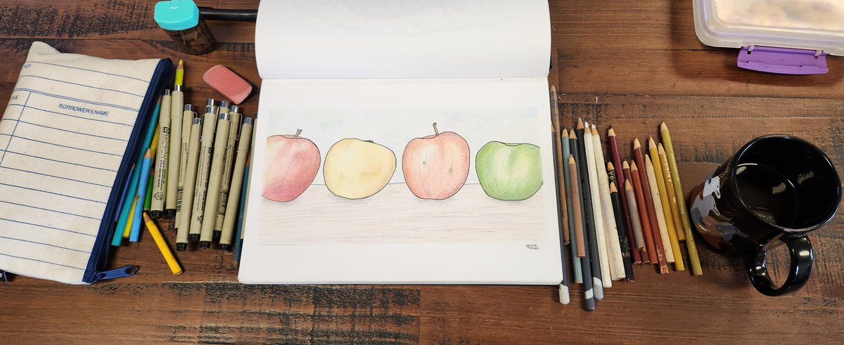 rydlmstr's tweet photo. Apples,
Pen &amp; Color Pencil
11-16-2023

#riddletreestudio https://t.co/AdrkHAgqx7