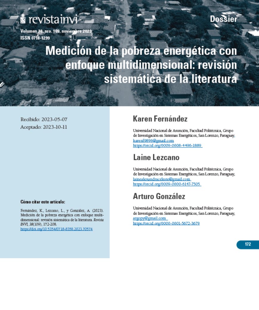 [Nuevo Articulo Científico]
Desde el <a href="/GISE_FPUNA/">GISE-FPUNA</a> de la <a href="/fpuna/">Facultad Politécnica UNA</a> de la mano de las Ingenieras <a href="/karenfernandezg/">Karen Fernandez</a> y <a href="/lainealexandrac/">Laine Alexandra Celeste</a> 🪔⚡️🇵🇾

Medición de la pobreza energética con enfoque multidimensional: revisión sistemática de la literatura revistainvi.uchile.cl/index.php/INVI… 

<a href="/revistainvi/">Revista INVI</a>