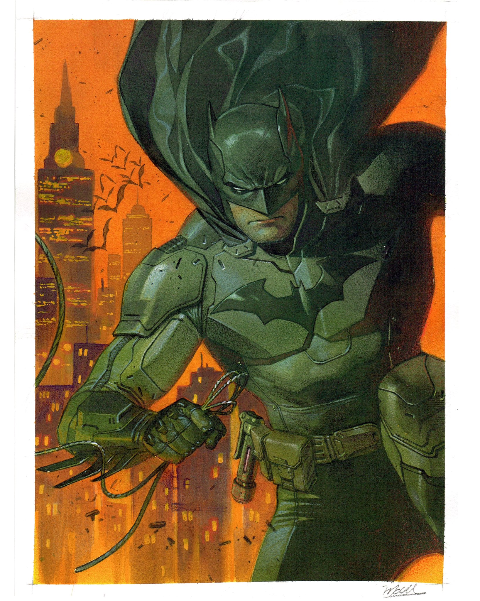 Jorge Molina on X Batman original art piece from last months live stream I m loving mixing air bush with ink washes and prismacolors lately Original art auction live stream sessions hi res images and