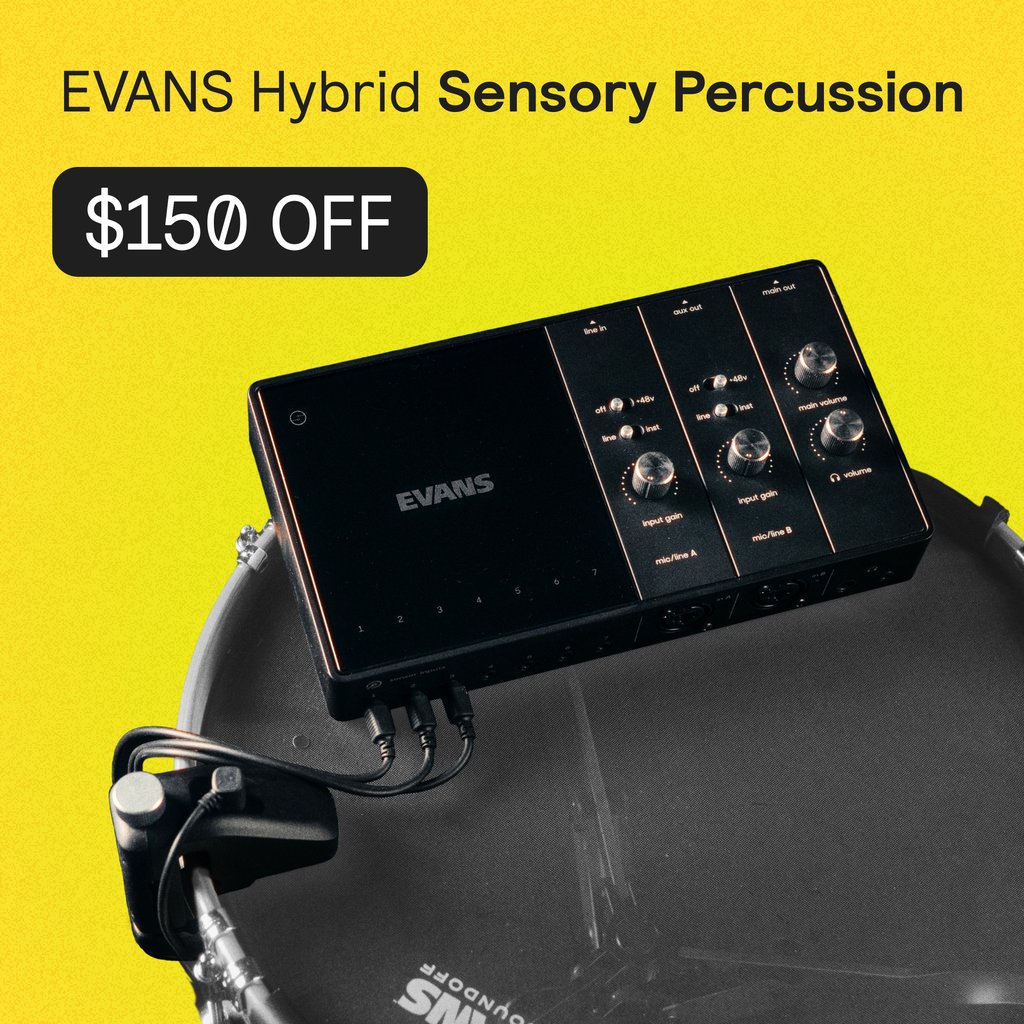 Sensory Percussion is on sale! 💫 Get 10% off the EVANS Hybrid Sensory Percussion System automatically when you add it to your cart. Offer also applies to individual sensors. Get yours now: sunhou.se/store