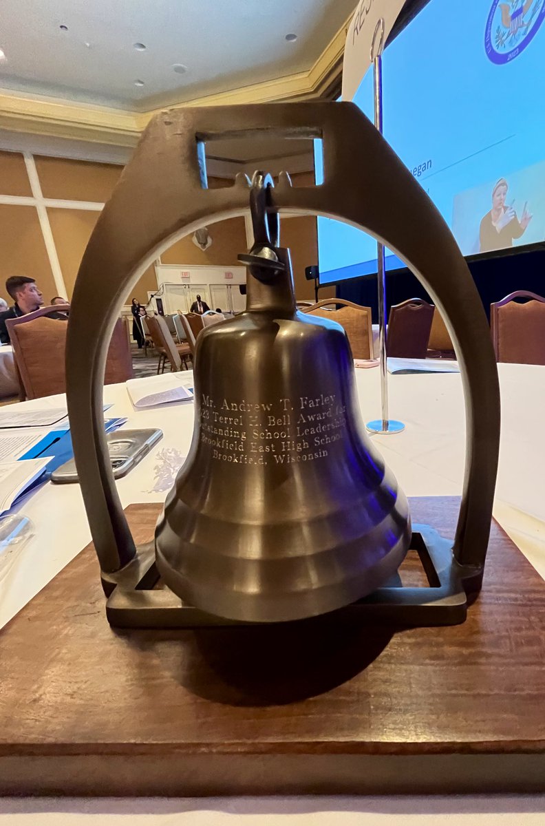 Not only National Secondary Principal of the Year, but now also a Terrell Bell Award winner! So proud of him and grateful to work alongside him every day! <a href="/andyfarleyBE/">Andy Farley</a>  <a href="/BEHS_SDE/">Brookfield East</a> #nbrs2023