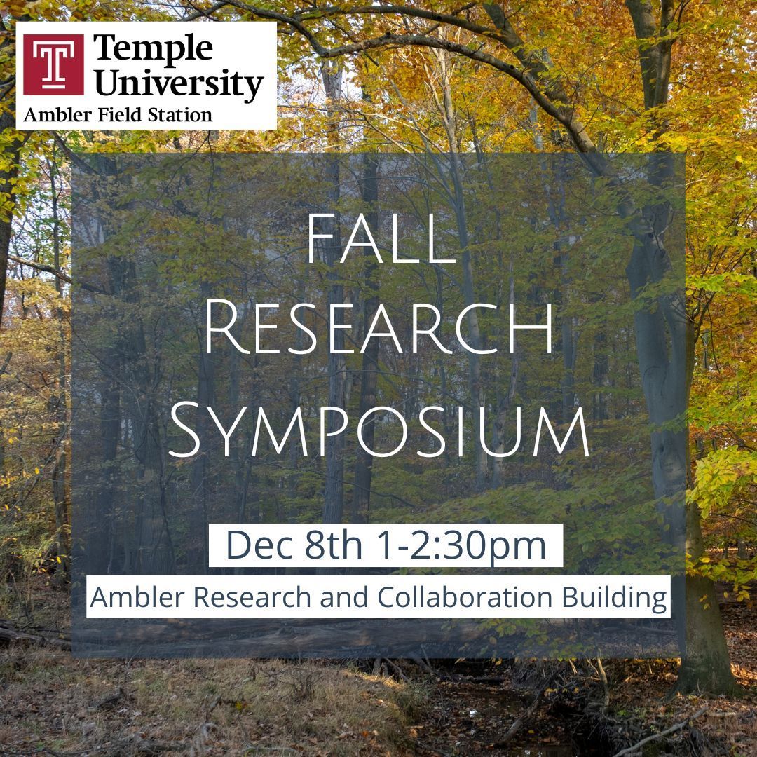 tufieldstation's tweet photo. Join us December 8th for our fall research symposium. Our students will be presenting their projects from this semester between 1-2:30pm in the Ambler Research and Collaboration Building. Drop by to see what our students have been working on! https://t.co/L6P5WSsYz7