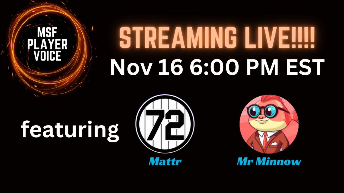 MsfPlayerVoice's tweet image. The MPV Live Stream returns TONIGHT!
 Featuring guests Council rep Mr. Minnow and TSF rep Mattr join our hosts. Tune in for discussions on Games of Progression, Diamonds, how we are different but similar, and finally-the latest challenges in the game. 
 twitch.tv/msfpv