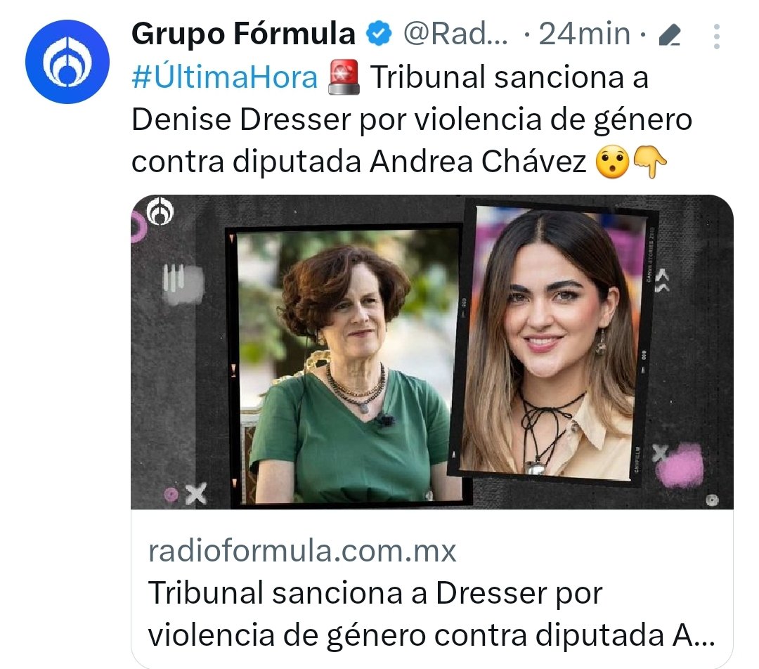 catrina_nortena's tweet photo. #AMLOenCalifornia
🚨 El #Trubunal Sanciona a @DeniseDresserG por Violencia de Género en contra de @AndreaChavezTre
Esto por decir en @latinus_us que la diputada de Morena era la novia de @adan_augusto.
Por esto será registrada en el padrón de violentadores, debe de tomar un curso en la materia, pagar una multa por 20 mil 748 pesos, ofrecer una disculpa pública y hacer medidas de reparación del daño.
Tómala...👊