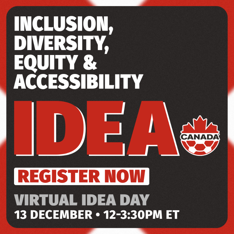 CanadaSoccerEN's tweet photo. Canada Soccer’s IDEA Day

A one-day conference experience dedicated to bringing together Club leaders passionate about creating an inclusive soccer environment that recognizes and values diversity.

Join us on 13 December 2023, by following the link below.