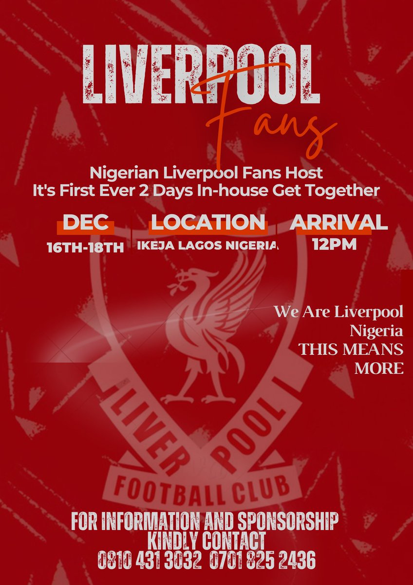 In Exactly 1 Month Guyssss 
History Would Be Written😩
It's Literally a Dream Come True.
That 5 Years Old Liverpool Fan Won't Believe This Is Actually Happening And She's a Part Of It. 
My Future Kids Won't Hear The End Of This Event Sha😂

Can't wait to meet y'all next month fr