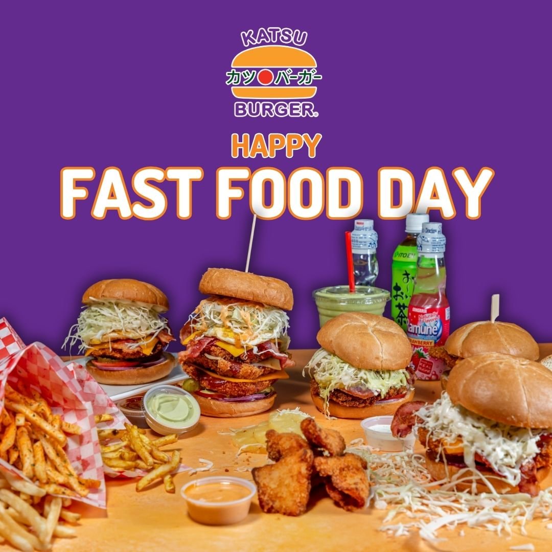 KatsuBurger's tweet photo. It's National Fast Food Day! 🍔🥳 Celebrate the Katsu way - dine with us or order your favorites online. Make your day extra tasty with Katsu Burger!

https://t.co/959Gd9tOqR https://t.co/1A4VqulUJl