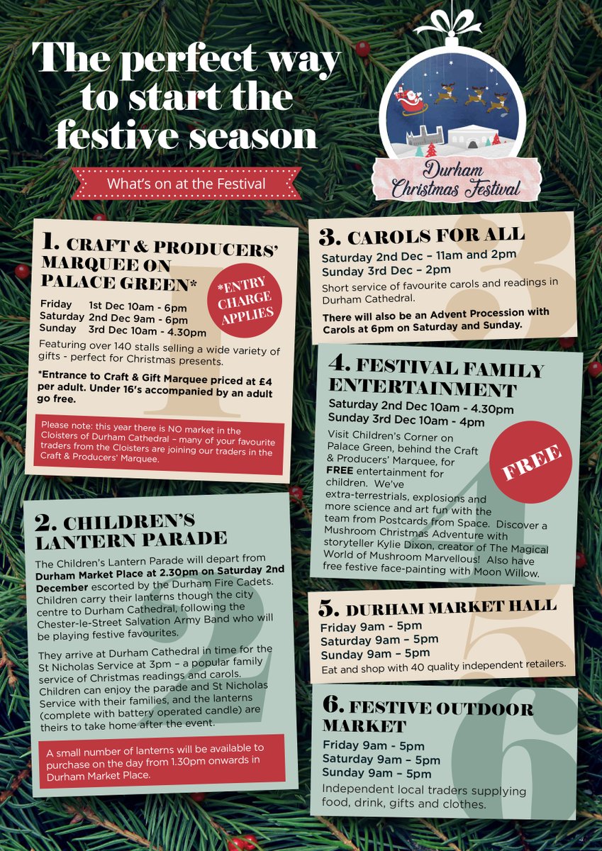 XmasDurham's tweet photo. It's getting nearer --- here's our On The Day leaflet! And now you can start planning your visit to Durham Christmas Festival
https://t.co/QJb0j10xTn
#shopdurham #shopsmall #shopindependents #durhamindependents #smallbusinesssaturday https://t.co/vNszAvAw47