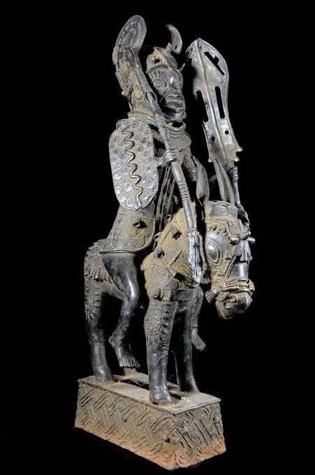 Some edo horse men bronzes Created in the 15th - 18th century Depicting >the oba and his aides >Warriors who were sent to battle Although benin did not have a strong Calvary but they conquered a lot of territories creating the “BENIN EMPIRE”