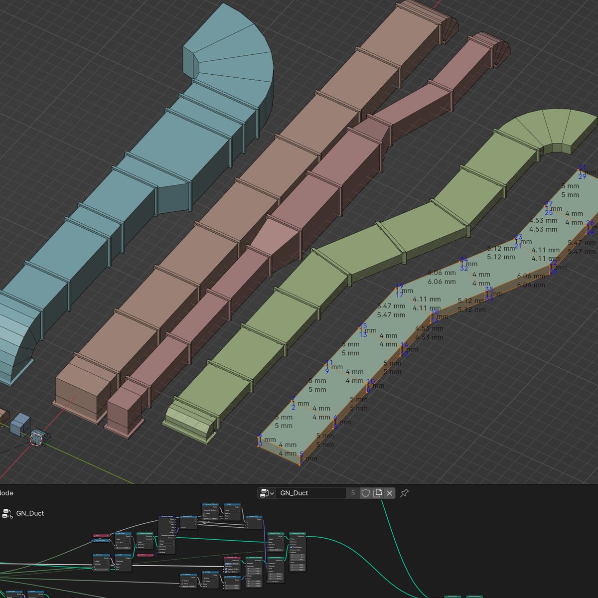 Blenderで3Dプリント用のダクト生成機をつくってます
