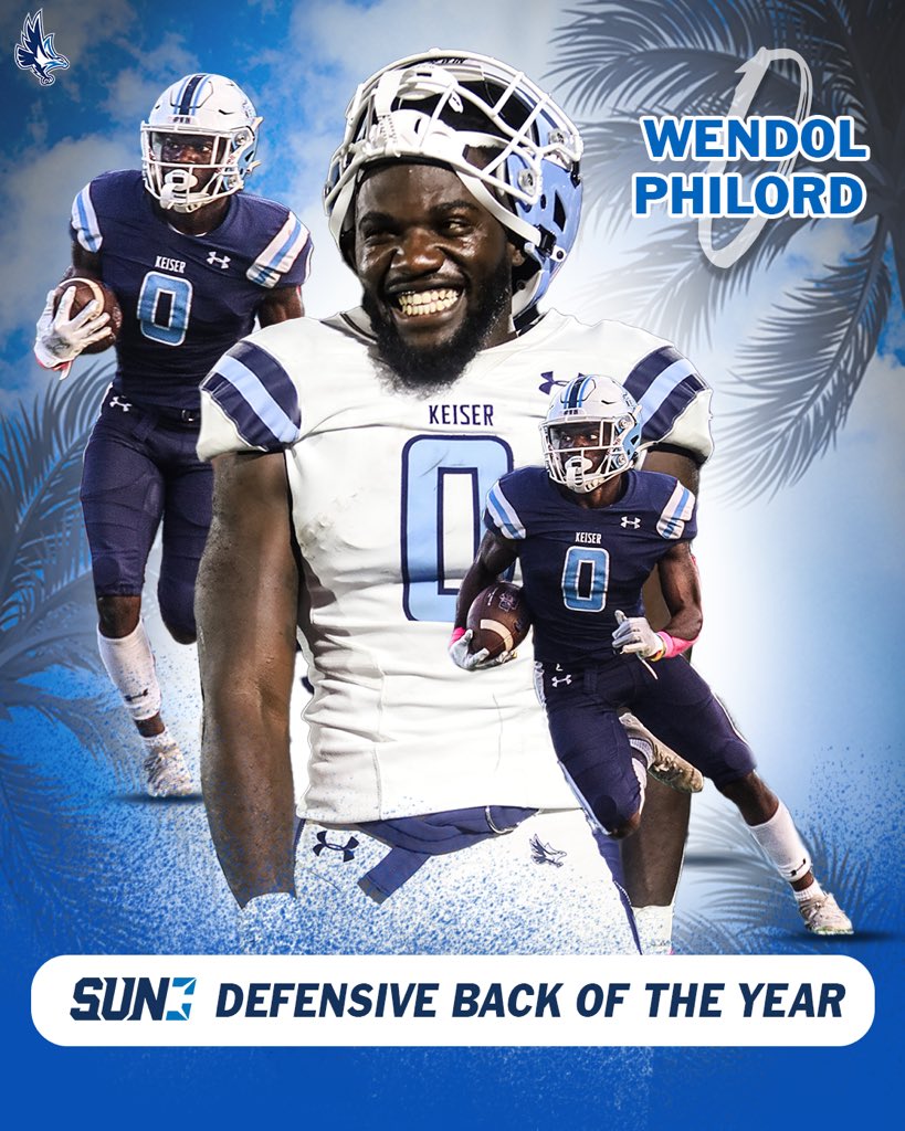 Wendol Philord wraps us up on positional awards! 🫡

He is named the SUN Defensive Back of the Year! 

#DefendTheBeach
