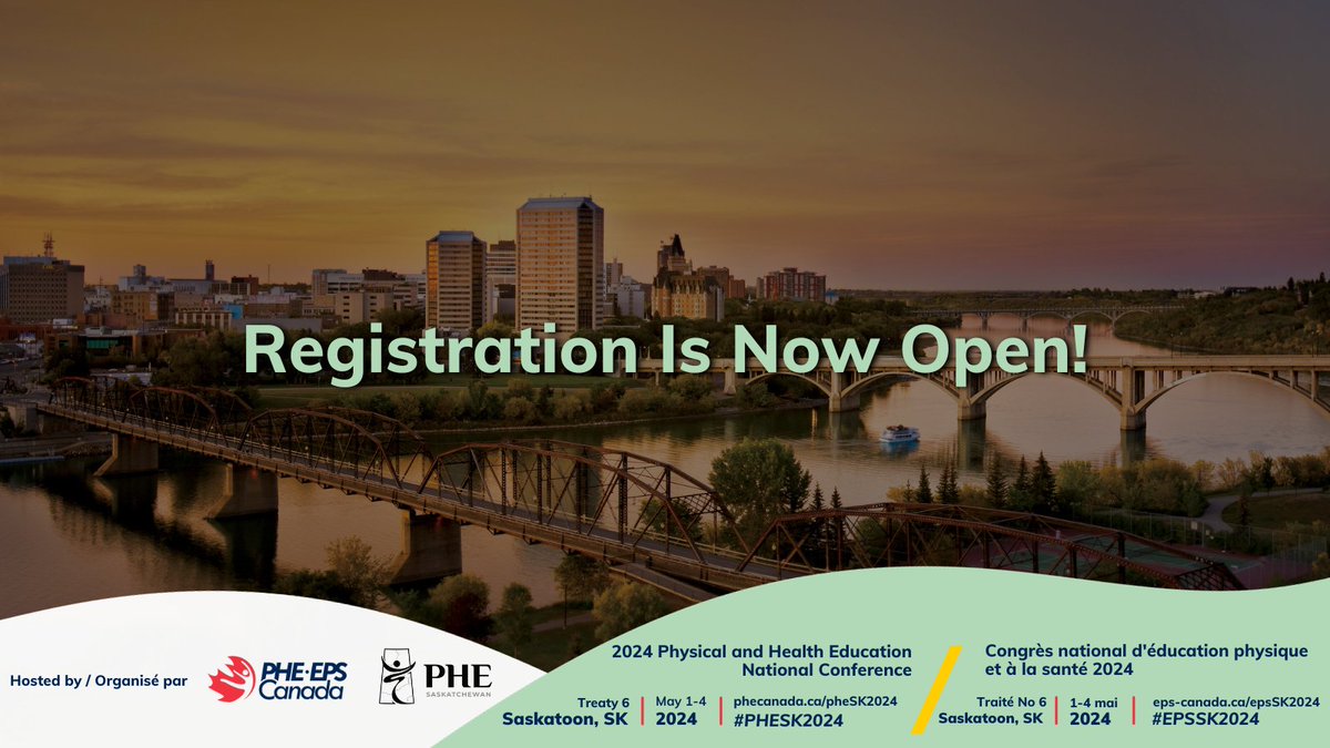 PHE Canada | EPS Canada (@phecanada) on Twitter photo Join us at the 2024 PHE National Conference at Treaty 6, Saskatoon in May 2024, the national event designed for physical and health educators, researchers and leaders in Canada and beyond!
Register now to secure your spot | site.pheedloop.com/event/phesk202…
#PHESK2024 <a href="/phesaskatchewan/">PHE Saskatchewan</a> Join us at the 2024 PHE National Conference at Treaty 6, Saskatoon in May 2024, the national event designed for physical and health educators, researchers and leaders in Canada and beyond!
Register now to secure your spot | site.pheedloop.com/event/phesk202…
#PHESK2024 <a href="/phesaskatchewan/">PHE Saskatchewan</a>