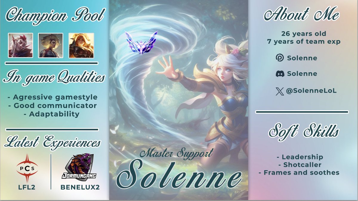 🇫🇷🇬🇧 Hello everyone i'm now looking for a competitive roster in 2024 in mixt or female team, i'm willing to keep improving

I have more time to train &amp; my opgg doesnt represent my ocean pool in a team

Ref : <a href="/Kawamel2/">Kawamel</a> <a href="/_Lillaka/">Lillaka</a> <a href="/Khi_o_/">KhiO</a> <a href="/MonsieurZilean/">Franklin 🐦</a> &amp; more

Thank you for 🩷 &amp;🔄