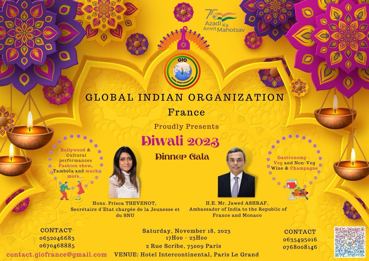 BatoolBegam's tweet photo. Join us to celebrate Diwali with music & dance in Paris organized by @GIOFranceParis on Saturday 18th November at @icparislegrand.
#diwali #diwaliinparis #happydiwali #begambatool #bassant
@indiainfrance @franceinindia @iccr_budapest @iccr_hq @GlobalIndOrg @RajFound @MEAIndia https://t.co/IiV7Bk9n5r