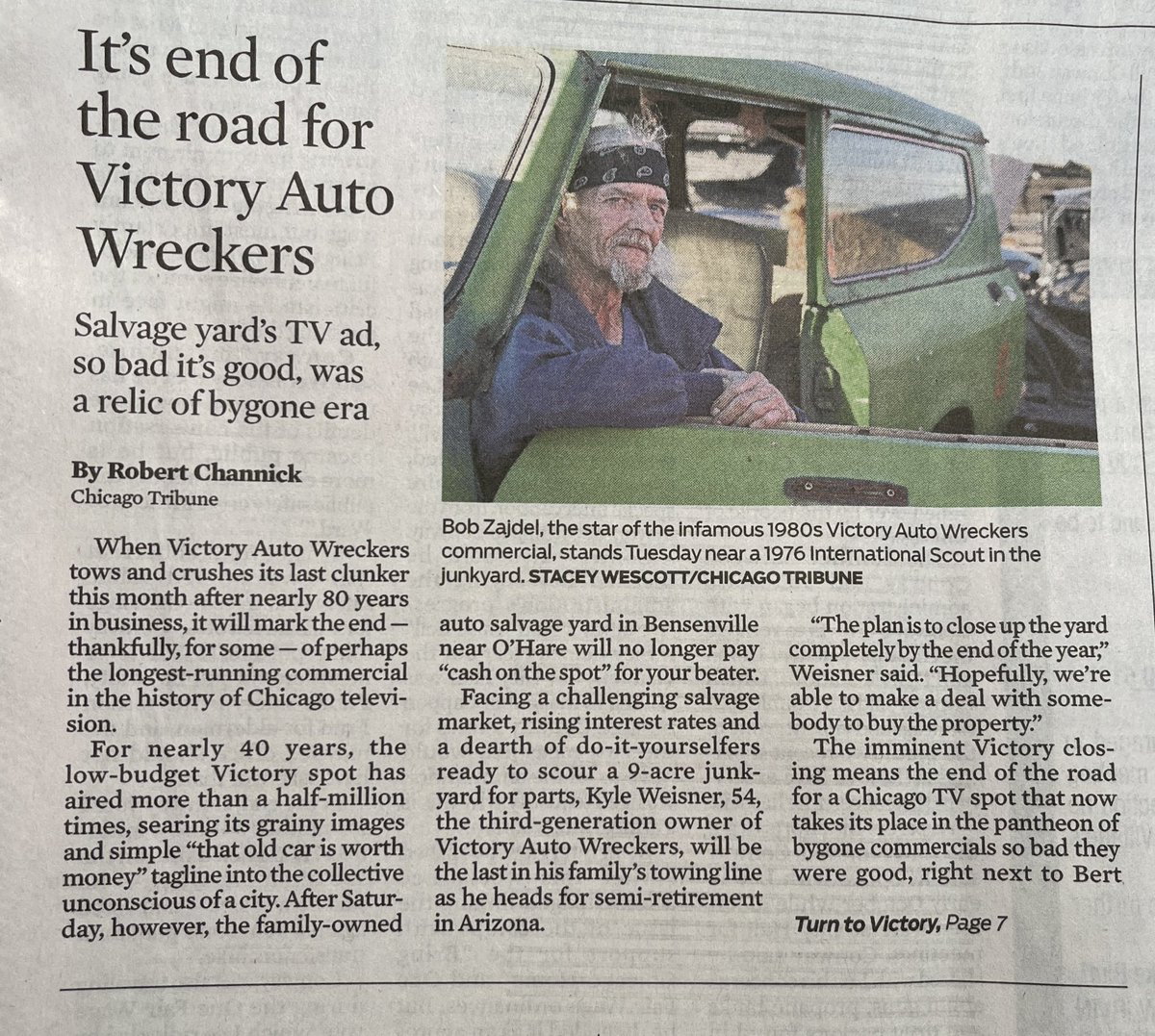 GasolineAly's tweet photo. It’s the end of an era for anyone who grew up in the Chicago area! I know you remember the commercial, especially on those days you stayed home from school! 🤣 #VictoryAutoWreckers 

(Click link to watch the commercial)
https://t.co/CCx35x7Muy https://t.co/bRrgIHtxWI