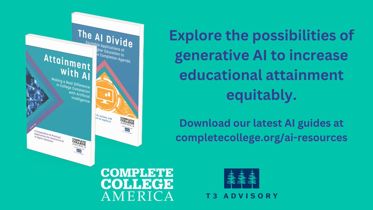 We are thrilled with the positive response to our new AI resources. Thank you to CCA's funders who helped support this work, including <a href="/GatesUS/">Gates United States</a>, <a href="/kresgefdn/">Kresge Foundation</a>, <a href="/CarnegieCorp/">Carnegie Corporation of New York</a>, and <a href="/LuminaFound/">Lumina Foundation</a>. Discover the AI tools you can use to support college completion. completecollege.org/ai-resources