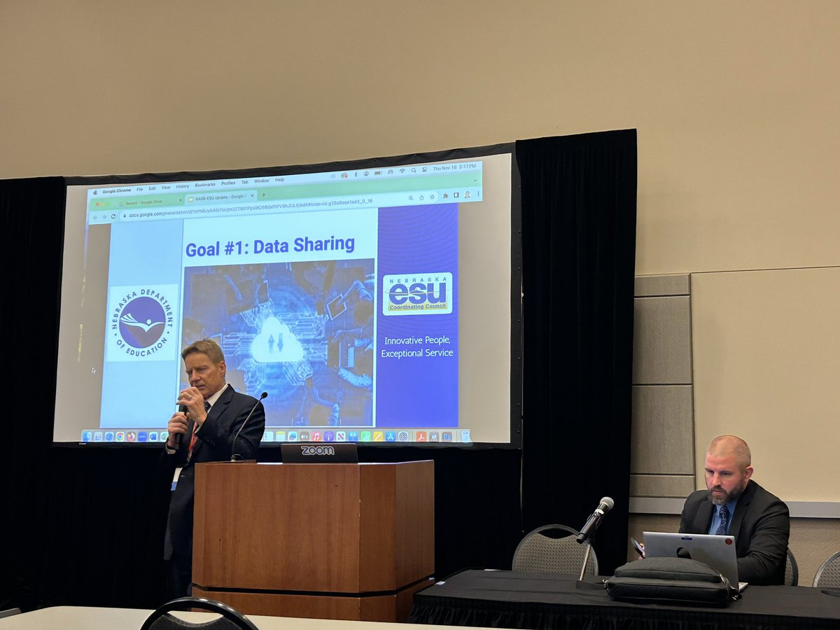 jskretta's tweet photo. Our @ESUCC Executive Director Dr. Kraig Lofquist and @NDE_GOV’s Brad Dirksen are providing updates for ESU Board members on statewide programs and partnerships at the State Ed Conference. Thanks for your leadership guys! #LIVENASB https://t.co/XcntMFXDEk