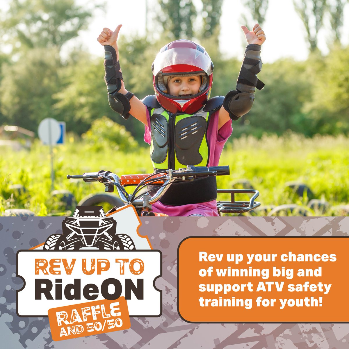 OFATV's tweet photo. Join us in supporting an Online Raffle and 50/50 draw to support delivering ATV Youth Safety training across Ontario. Visit https://t.co/VzccNvSZo1 to support Ontario's youth! #YouthSafety #RevUptoRideON #ATV #QuadON #OFATV #WintheRightway #Revuptoride https://t.co/UCbxaVp0E8