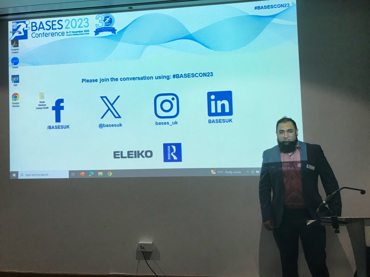 Great job in chairing the Free Communications - Sport and Performance at the BASES conference today Iby. Some really interesting presentations.