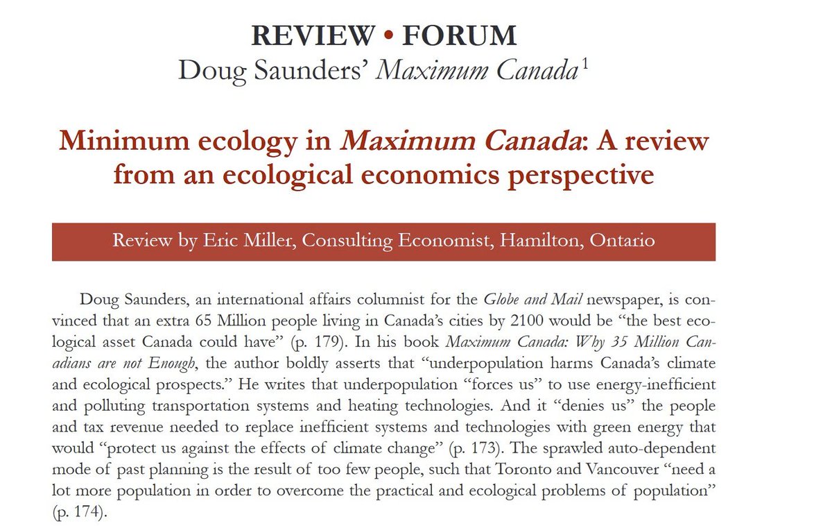 treebeing's tweet photo. #overshoot
Mind boggling why people, who likely see themselves as progressives, e.g. the ENGOs @CanadaGray & #stopsprawl continue promote "growthism"? Do they believe along Doug Saunders #MaximumCanada "underpopulation harms CAN climate & ecological prospects"? @eco_miller https://t.co/b9xjiZ15hO