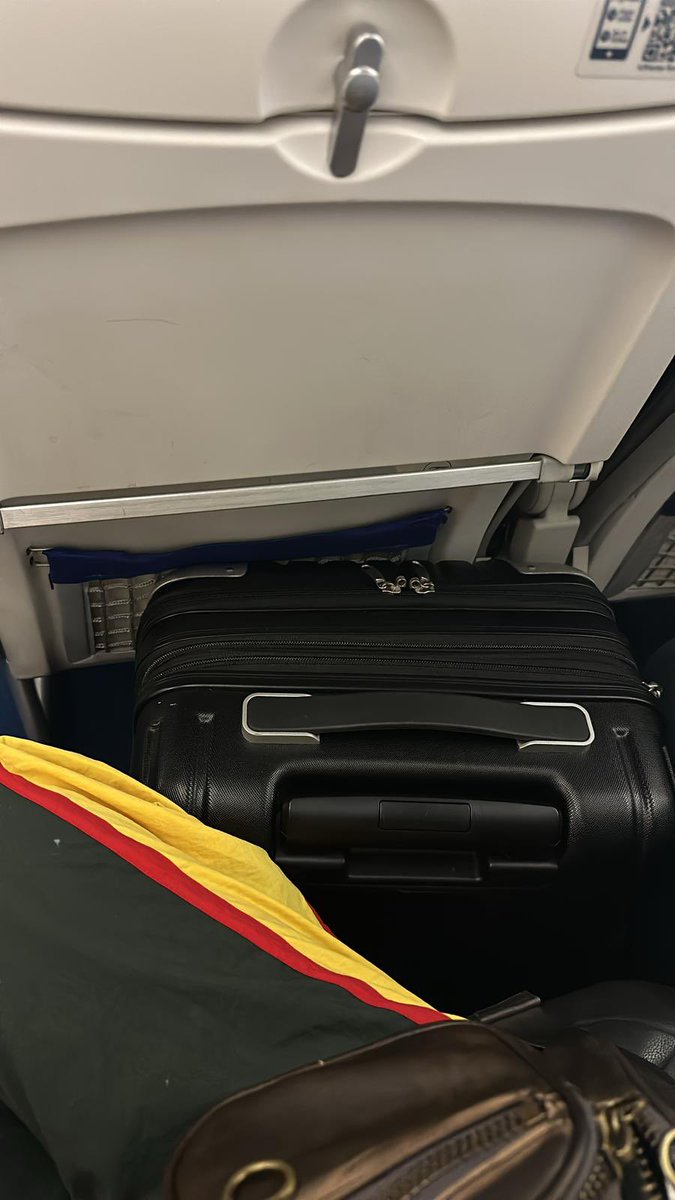 therobluca's tweet photo. @mattrife  Just tweeting you this photo after watching your Netflix special!! Think you know what to do! 😂😂

Airliner in Germany making my girlfriend put her carry-on in front of her cause they have no more space in the overhead carry! https://t.co/V2bLFM6oOj