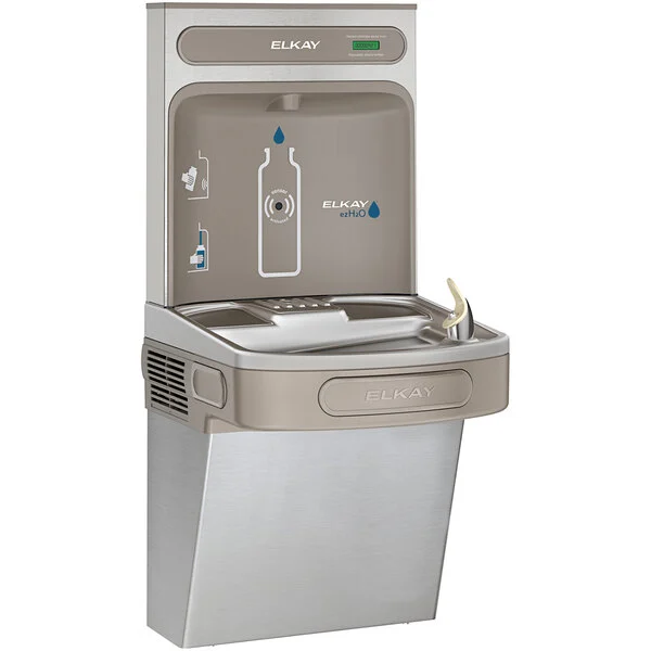 save me Elkay LZS8WSLK Wall Mount, Filtered, Refrigerated EZH2O Bottle Filler & ADA Fountain, Lt Gray Gr. 3,000-gallon filter certified to NSF 42 and 53 for lead