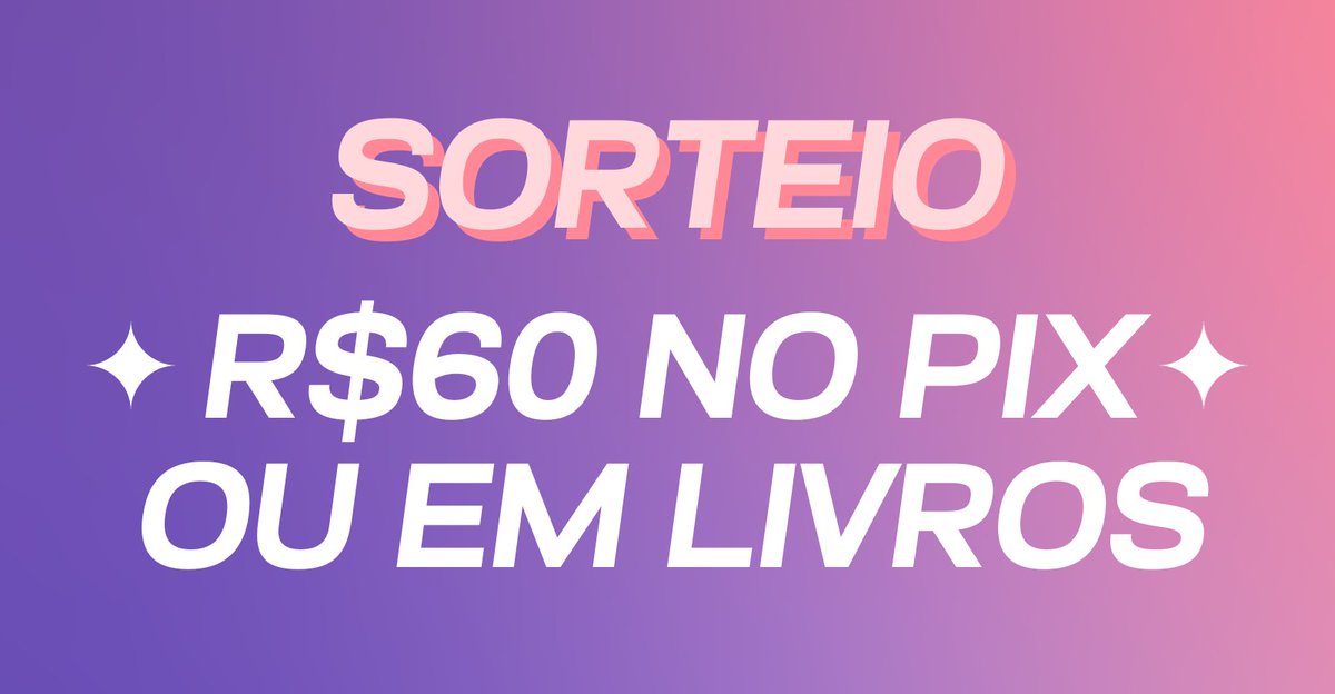 promohunters_'s tweet photo. 🔥 SORTEIO RELÂMPAGO 🔥

🏆 Prêmio: R$60 no PIX ou em livros da sua escolha! 

— Regras:
💜 Nos seguir
💜 Repostar esse tweet
💜 Repostar o tweet fixado

📅 Resultado: 18/11. Boa sorte, hunters! https://t.co/Mq1KtVHUAN