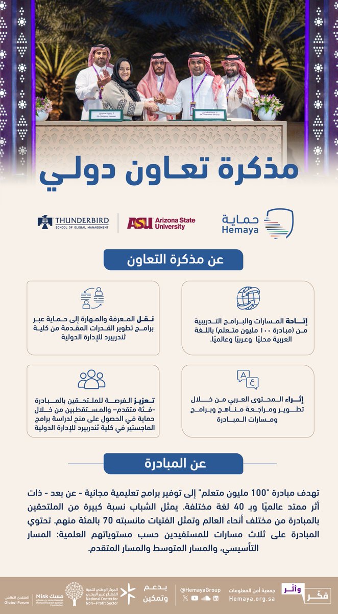 HemayaGroup's tweet photo. موجز الاتفاقية 
@ncnp_sa 
@MiskCommunity
@Thunderbird
#منتدى_مسك_العالمي https://t.co/VTCyJ3PgDQ