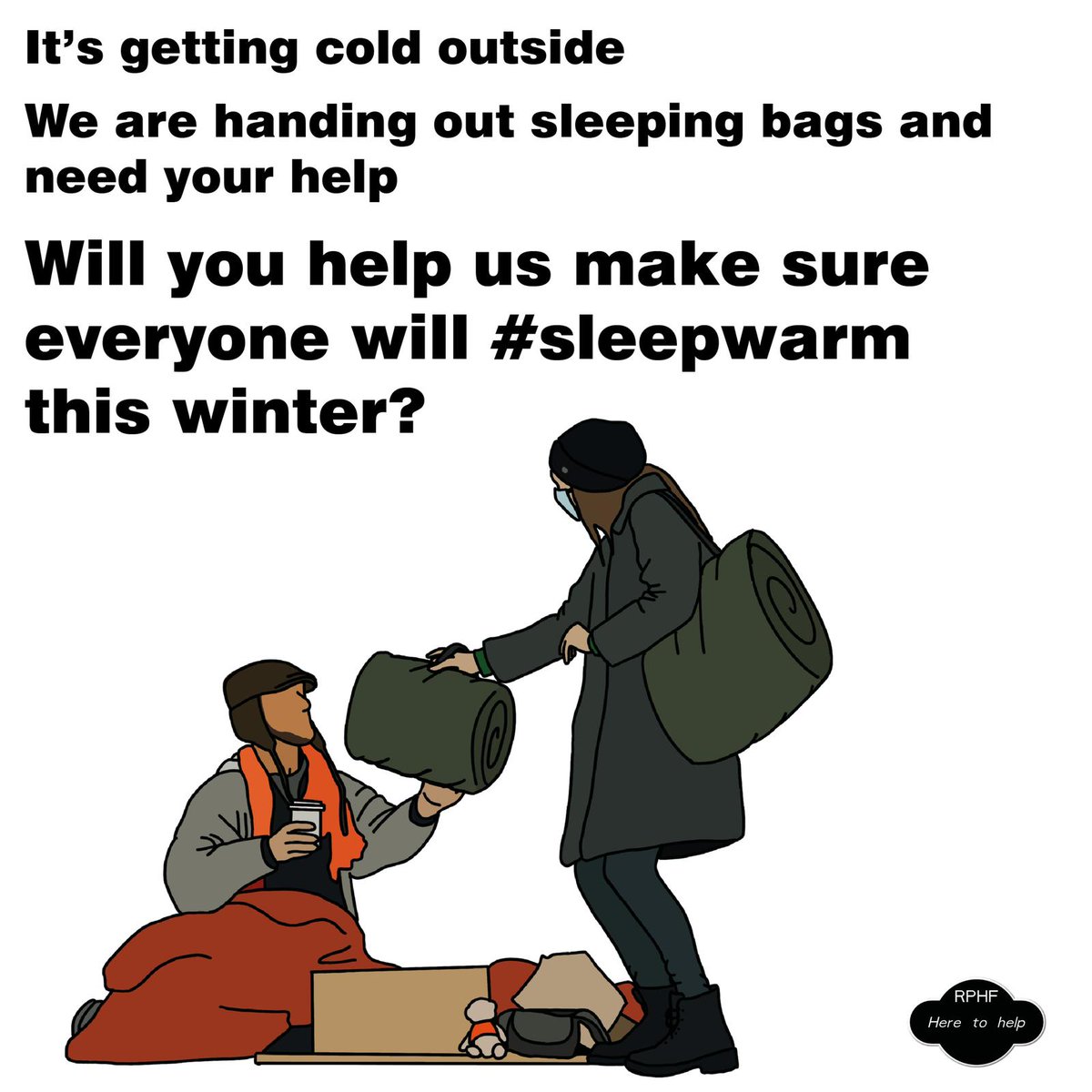 sleepwarmuk's tweet photo. As the nights grow cold we're back to support those sleeping on the street. Please be #heretohelp us raise funds for 200 sleeping bags to be handed out to rough sleepers this year! Link 👇:
https://t.co/qhQAbgo77B
#rphf #rphumanitarianforce #sleepwarm #sleepwarm5 #sleepwarm2023 https://t.co/K65XM6BZV0