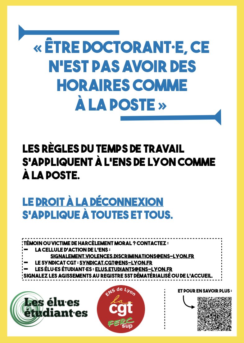 AnoukTaussac's tweet photo. 🔴 Stop au harcèlement moral dans l'ESR !

La @CgtEns et les élu-es étudiant-es de l'ENS de Lyon lancent une campagne d'information et de sensibilisation. Appuyée sur les cas que nous rencontrons, elle vise à lutter contre ces situations dans nos établissements ⬇️ https://t.co/DY4ZFDbphO