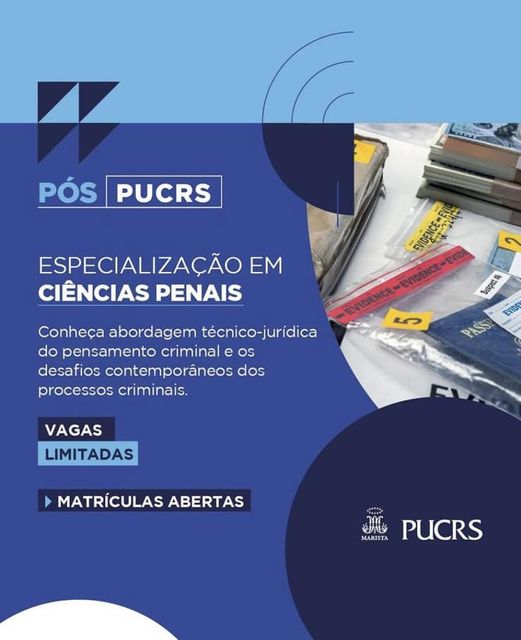 EberhardtMarcos's tweet photo. Com muita satisfação, noticio a abertura das inscrições para a 27ª edição do Curso de Especialização em Ciências Penais da Escola de Direito da PUCRS. Para mais informações https://t.co/ACkWfFCPO9 ou contate diretamente os coordenadores do Curso! https://t.co/0lqQM6hQht