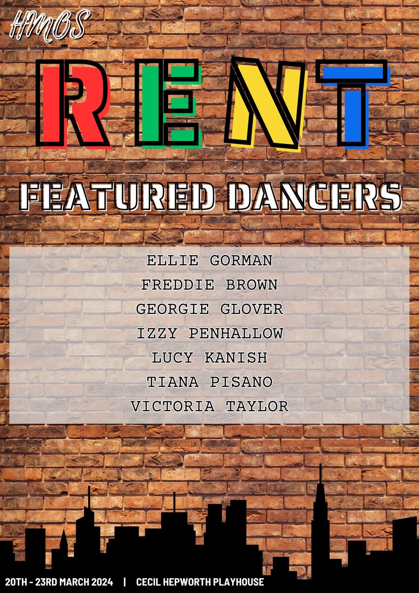 Drumroll, please…

FEATURED DANCERS

for our production of RENT ✨

20th - 23rd March 2024 🗓️

Being shown at <a href="/CHPlayhouse/">Cecil Hepworth Playhouse</a> 

Tickets will be on sale very soon, so stay tuned for updates and join us in celebrating this incredible cast. ⭐️

#HMOSRENT #RENTTheMusical #HMOS