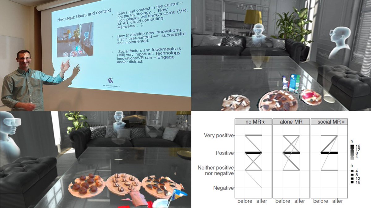 At a VR workshop (at Copenhagen University), I presented findings from a previous project, where older adults were eating together (being apart) in Mixed Reality:  youtube.com/watch?v=8-tVQA…

Next steps is even more focus on the users!    
#VirtualReality #MixedReality <a href="/aaucreate/">AAU CREATE</a>