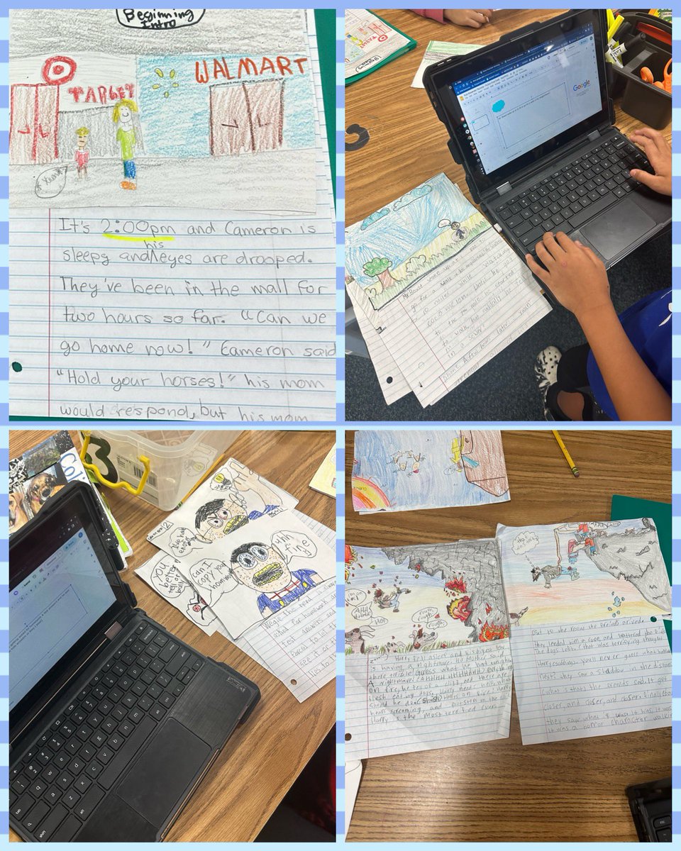 kyndrahartzler's tweet photo. I was so impressed with the illustrations and fiction stories our @BirkesCFISD 4th graders are writing!  @CFISD_ELAR2_5 https://t.co/0A2aiMK1bR