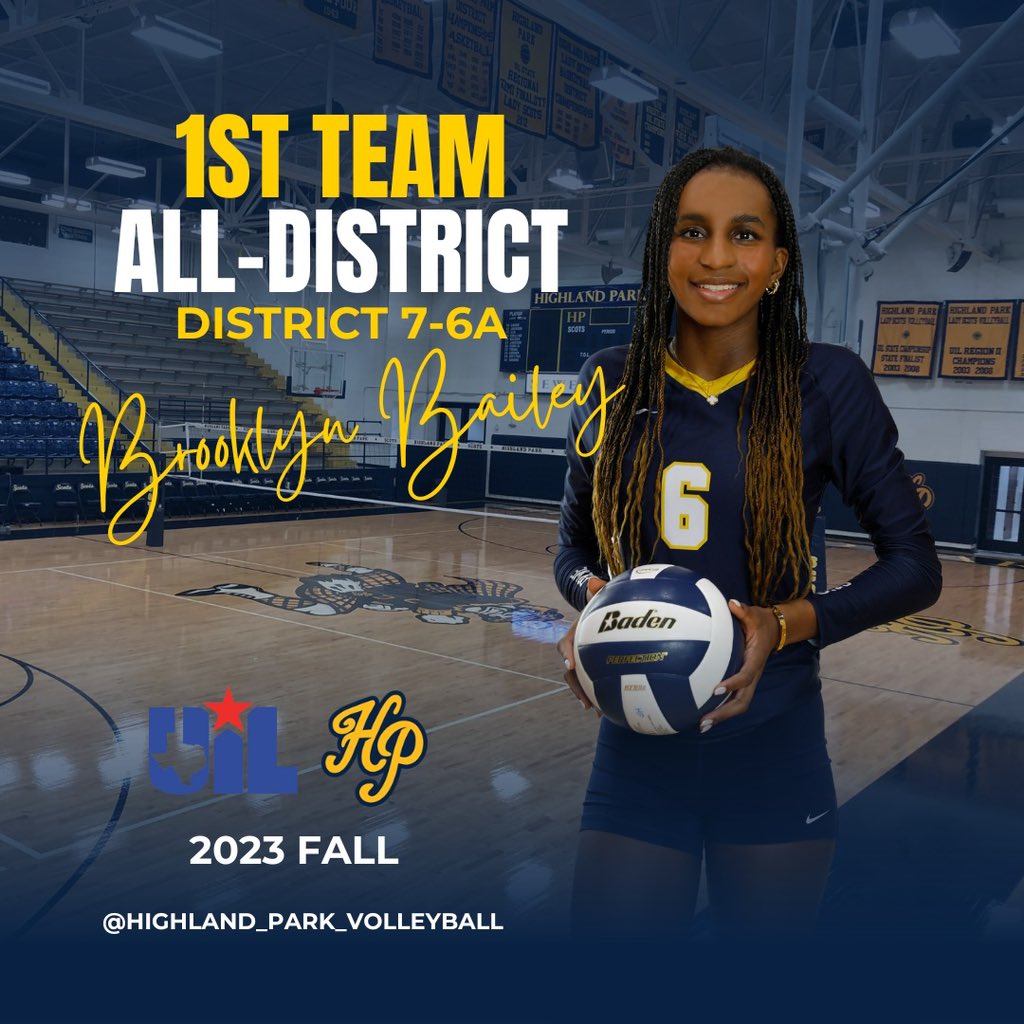 hp_volleyball's tweet photo. Congratulations to Sophomore Brooklyn Bailey for being selected First Team All-District! UIL District 7-6A #HPVB #hpscots #ladyscots #scotsvolleyball #uil6a https://t.co/yaIL6SM43U
