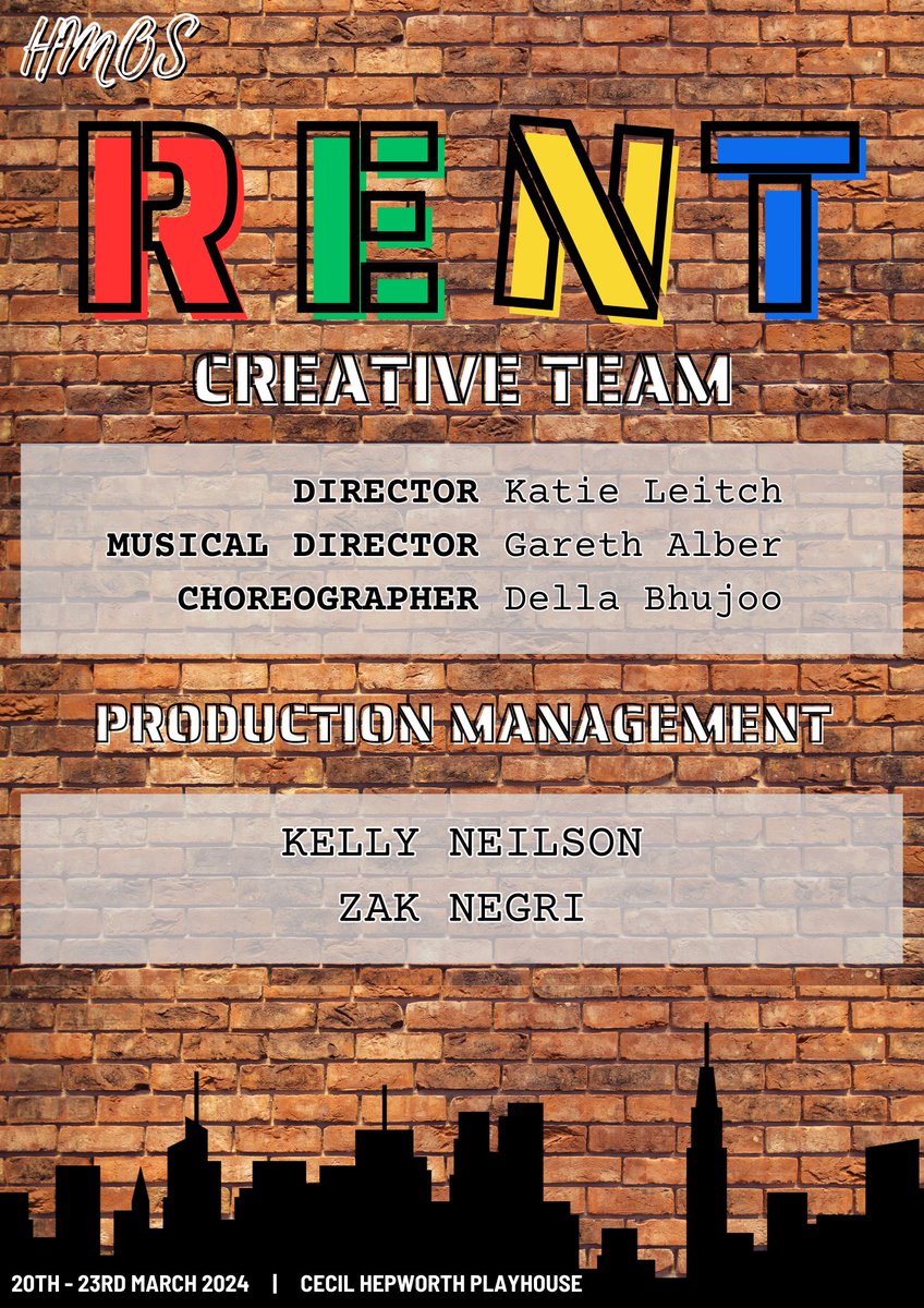 Not forgetting our wonderful…

CREATIVE TEAM &amp; PRODUCTION MANAGERS! 

20th - 23rd March 2024 🗓️

Being shown at <a href="/CHPlayhouse/">Cecil Hepworth Playhouse</a> 

Tickets will be on sale very soon, so stay tuned for updates and join us in celebrating this incredible cast. ⭐️

#HMOSRENT #RENTTheMusical #HMOS