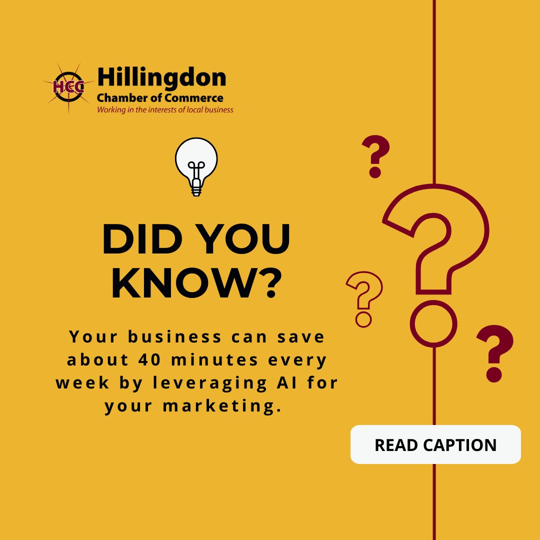 Who's using AI in their marketing? I have been for a while and I'm going to share how you can use it to save time in yours. Save your place at the @hillingdoncc event on 23 November.  eventbrite.co.uk/e/small-busine…

#HillingdonHour