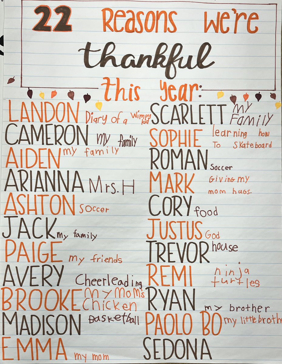 22 Reasons we’re thankful this year! 🦃🧡🦃 #havingfuninroom1 @CCSPrincipal