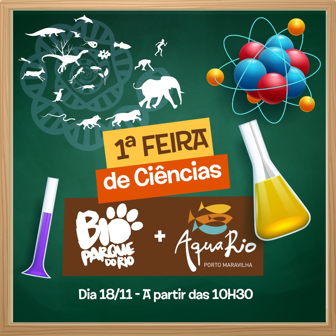 bioparquedorio's tweet photo. Você está convidado para a 1ª Feira de Ciências do BioParque do Rio + AquaRio. Dia 18/11, das 10h30 às 17h. O ingresso para o BioParque do Rio dá acesso à feira. Garanta o seu em https://t.co/TZ1nG0Bhuv.
#BioParqueDoRio https://t.co/Qc1XlFWz4c